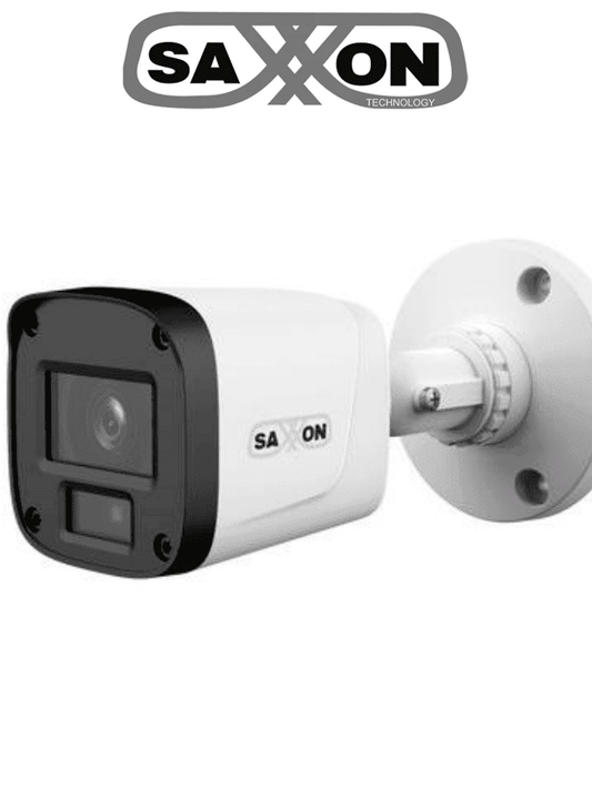 SAXXON SUA-HAC-B20P-0280B- Cámara Tipo Bala de 2 Megapíxeles & 1080P/ Lente de 2.8 mm Con Apertura de Hasta 100°/ Iluminación IR Inteligente de Hasta 20m/ Para Exterior IP67/Material Plástico de Alta Duración/Funcionamiento en Modos CVI & AHD & TVI