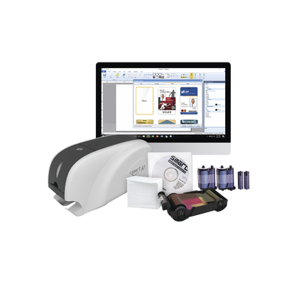 Kit Impresora de tarjetas PVC/ Una Cara /incluye: 2 x Ribbons  100 Tarjetas PVC  Software  Kit Limpieza  Garantia 3 Años  Mascara de Seguridad UV