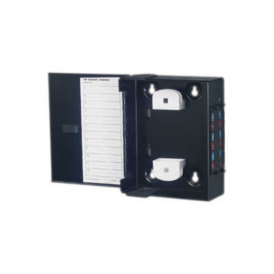 Mini Caja de Conexión de Fibra Óptica  Para Montaje en Pared  Hasta 48 Puertos LC (Acepta Dos Placas Acopladoras)  Color Negro