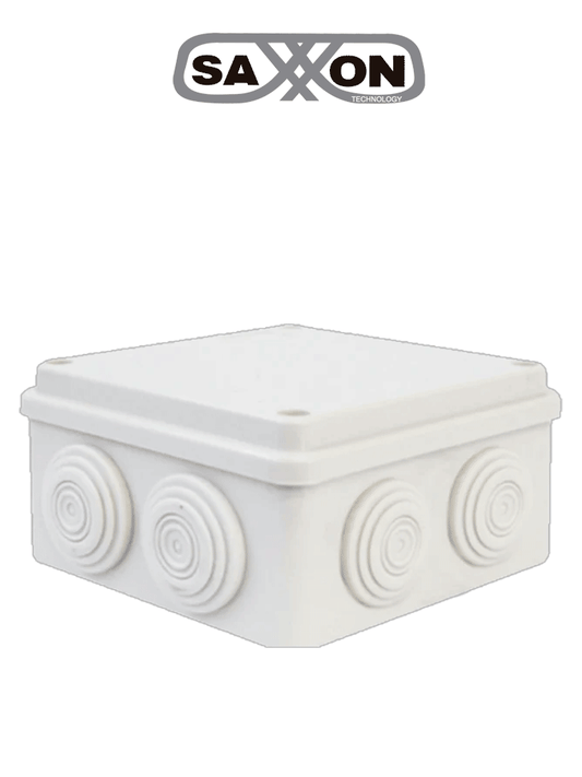 SAXXON SXWD015-7 - Caja de conexiones con 7 entradas / PVC libre de halógenos / Compatible con cámaras Bulet y Domo / Dimensiones internas 150 x 150 x 70 mm (Ancho x Alto x Fondo)