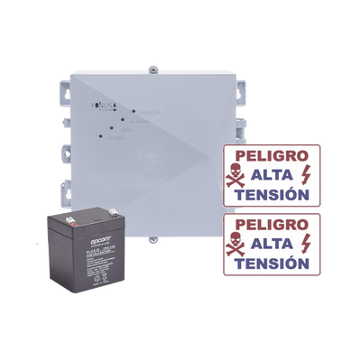 KIT de Energizador de 12 000Volts-1JOULES/2500 mts lineales de proteccion/Activado por Atenuación de voltaje Corte de línea o Aterrizamiento de la línea/Integración a panel de Alarma.