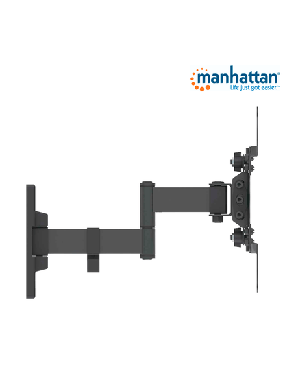 MANHATTAN 461405 - Soporte para Pantallas de 13 a 42 Pulgadas/ 20 Kg de Carga/ Brazo Articulado Doble/ Distancia a la Pared de Hasta 27.3 cm/ Acero Solido/ Ajuste de Inclinación y Angulo/ VESA 75/ 100/ 200x100/ 200/
