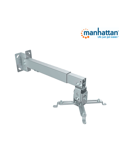 MANHATTAN 461191 - Soporte de Proyector para Montaje en Techo o Pared/ 20 Kg de Carga/ Altura Ajustable/ Inclinación y Rotación Ajustable/ Movimiento Articulado/ Color Plata/ Diseño Multipropositos/