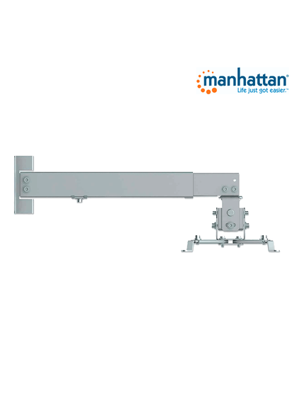MANHATTAN 461191 - Soporte de Proyector para Montaje en Techo o Pared/ 20 Kg de Carga/ Altura Ajustable/ Inclinación y Rotación Ajustable/ Movimiento Articulado/ Color Plata/ Diseño Multipropositos/