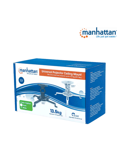 MANHATTAN 461184 - Soporte de Techo para Proyector/ 13.5 Kg de Carga/ Movimiento Articulado/ Brazos Ajustables para Diferentes Tamaños de Proyector/