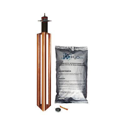 Kit de Puesta a Tierra de 100 Amperes con Electrodo  Filtro y Compuesto H2Ohm.