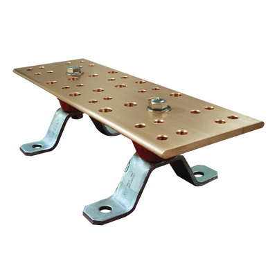 Barra de Unión Principal (TMGB) con Aisladores. Medida: 500 x 101.6 x 6.35 mm (19-11/16" x 4" x 1/4")  incluye tornillería en acero Inox.