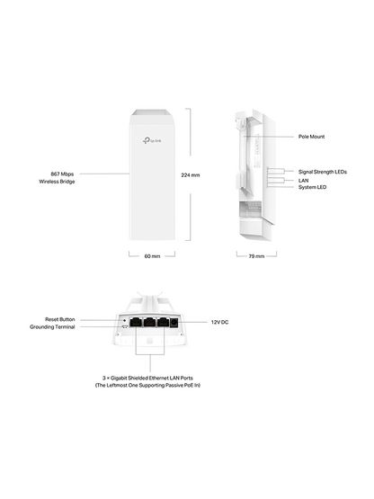 EAP215-Bridge KIT Nuevo Punto de acceso Wi-Fi Exterior Bridge Omada de 5Km de alcance #Antena
