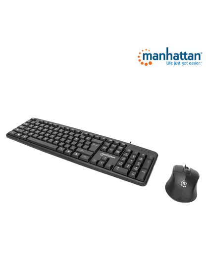 MANHATTAN 178464 Juego de teclado y mouse óptico  cableados Teclado con cable y ratón óptico con cable  negro