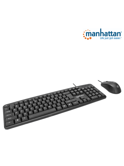 MANHATTAN 178464 Juego de teclado y mouse óptico  cableados Teclado con cable y ratón óptico con cable  negro
