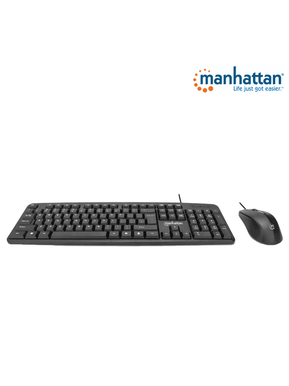 MANHATTAN 178464 Juego de teclado y mouse óptico  cableados Teclado con cable y ratón óptico con cable  negro