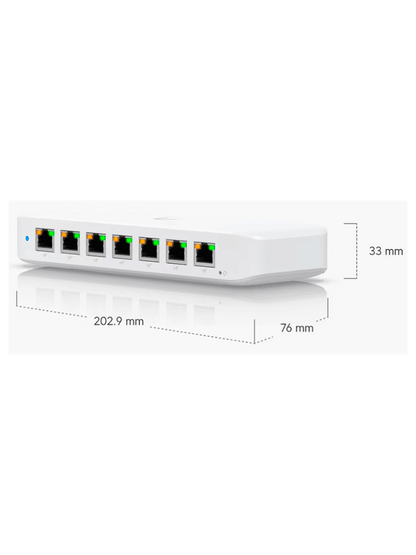 UBIQUITI USW-ULTRA - UniFi Switch Ultra Capa 2  42W POE (1 puerto POE++ de entrada   7 puertos POE+ de salida )   No incluye adaptador de corriente alterna.