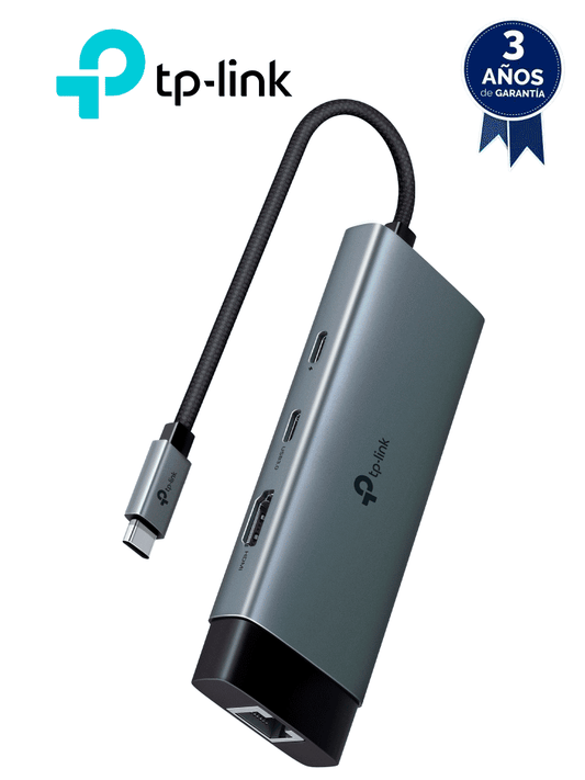 TP-LINK UH6120C - USB-C   2 puertos USB-A   1 puerto HDMI para transmision en 4K@60Hz   1 puerto RJ45 Ethernet para computaduras que no tiene puerto Ethernet.