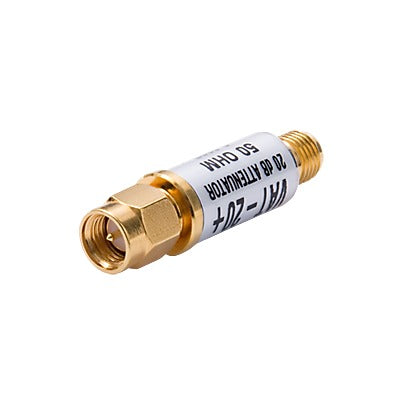 Atenuador en Línea de 20 dB  0.5 Watt  Conectores SMA Macho-Hembra  CD-6 GHz.