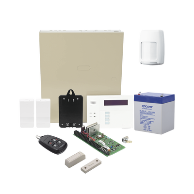 Kit Inalámbrico de panel VISTA48 con Teclado Alfanumérico 6160RF  Receptor para sensores Inalámbricos  Batería  Transformador  2 Contactos Magnéticos 5816 con imán  1 Sensor de Movimiento 5800PIR y un Control Remo