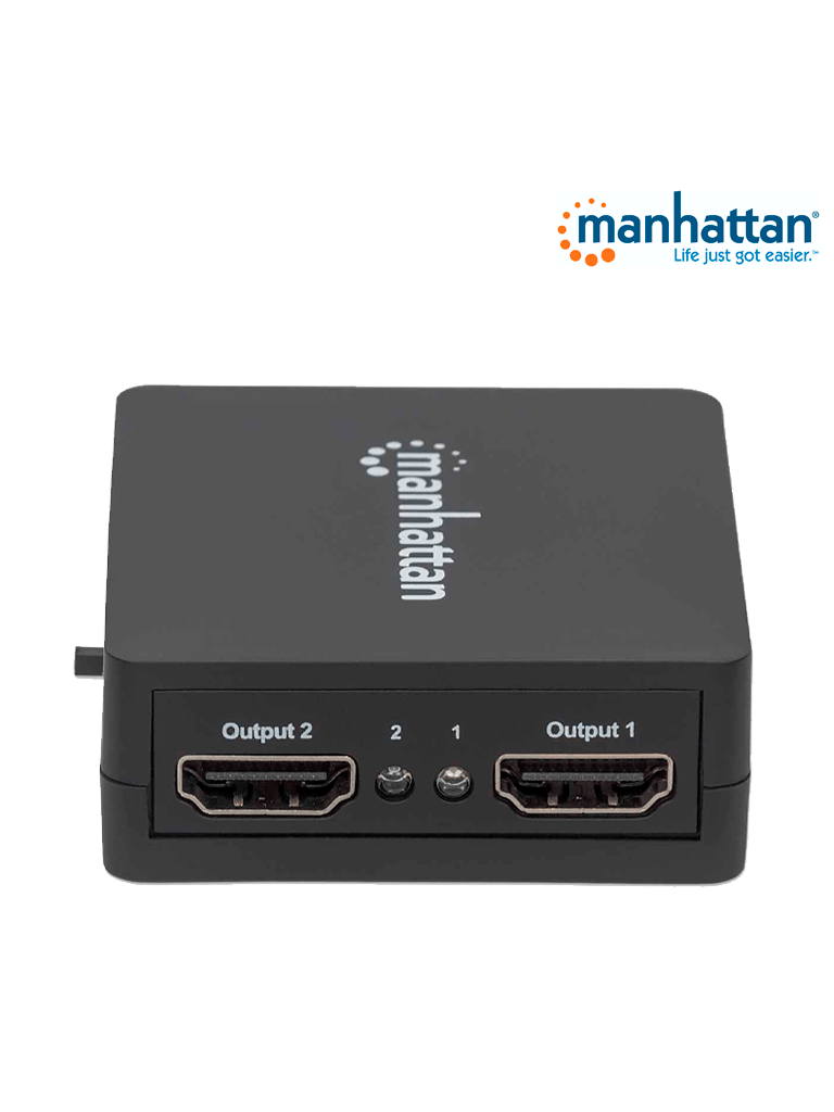 MANHATTAN 207652 - Splitter / Divisor de Video HDMI/ FullHD/ 1 Entrada y 2 Salidas/ Distancia de Entrada 15 Metros/ Distancia de Salidas 15 Metros/ Soporta Conexión en Cascada/ Soporta sonido LPCM  Sonido Master DTS-HD y Dolby TrueHD/