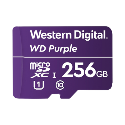 Memoria microSD de 256 GB PURPLE  Especializada Para Videovigilancia  10 VECES MAYOR DURACIÓN  3 AÑOS DE GARANTIA