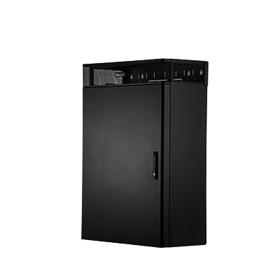 Gabinete de Montaje en Pared TrueEdge™  Con 6 UR para Equipo Activo y 6 UR para Paneles de Parcheo  Fabricado en Acero  Color Negro
