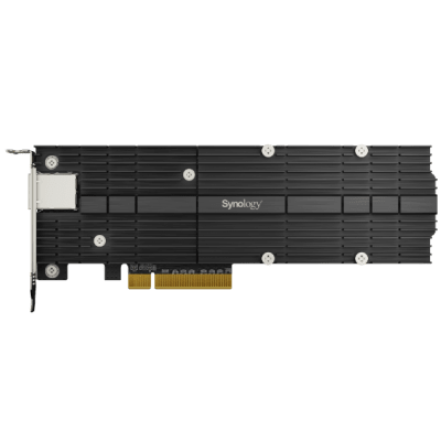 Adaptador Combinado SSD M.2 y 10 GbE | PCIe 3.0 x8 | 2 Ranuras NVMe M.2 22110/2280 | Puerto 10GBASE-T RJ45 | Autonegociación 10/5/2 5/1 Gbps | Compatible con SSD NVMe SNV3000 | Garantía de 5 Años.