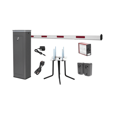 Kit COMPLETO Barrera Derecha XBF Con Corona LED / Brazo de 3M / Incluye Sensor de Masa  Transformador  Lazo Magnético  Ancla  Fotoceldas y 2 Controles Inalámbricos