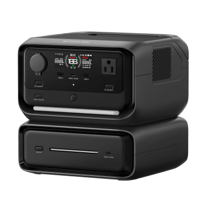 EcoFlow River 3 Plus | Estación de Energía Portátil 572Wh Litio LFP / 4 AC 800W (Max. 1600W) / 1 USB-C 100W / 3 USB -A 12W / Cargador de Coche 10A  126W Max. / Conectividad WiFi y Bluetooth (App) / Carga Solar 220W Max.