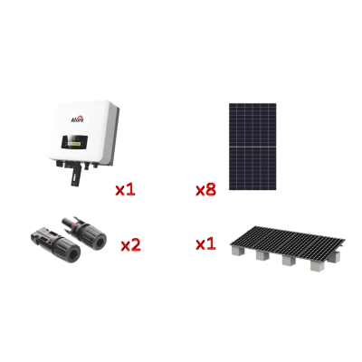 Kit Solar Interconexion 5kW 220Vca / Inversor AFORE / 8 Paneles de 640W / Montaje Incluido